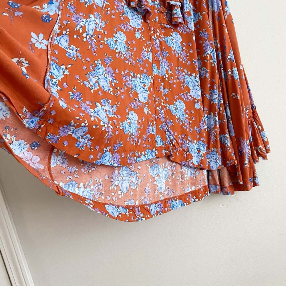 Free People Lorretta Printed oversized floral ruffles Tunic Size Medium - Picture 7 of 12